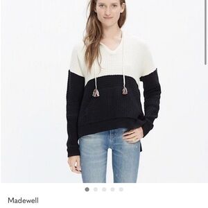 Madewell V-Neck Sweater in Black and White